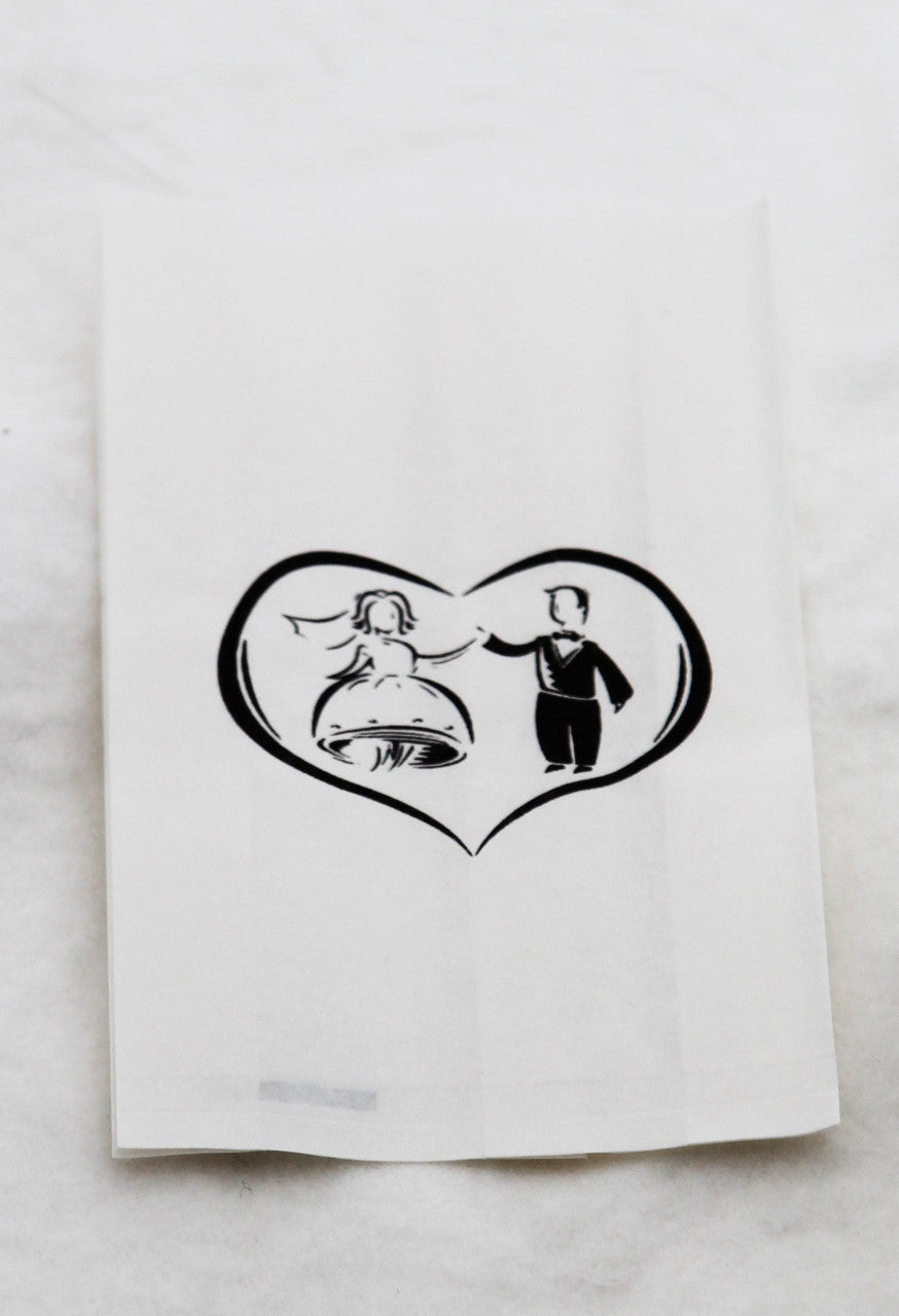200 Pack Wedding Cake Bags Greaseproof Wax Paper Slice Take Home Favour Bride Groom in Heart - SuperSaverAU - view 2