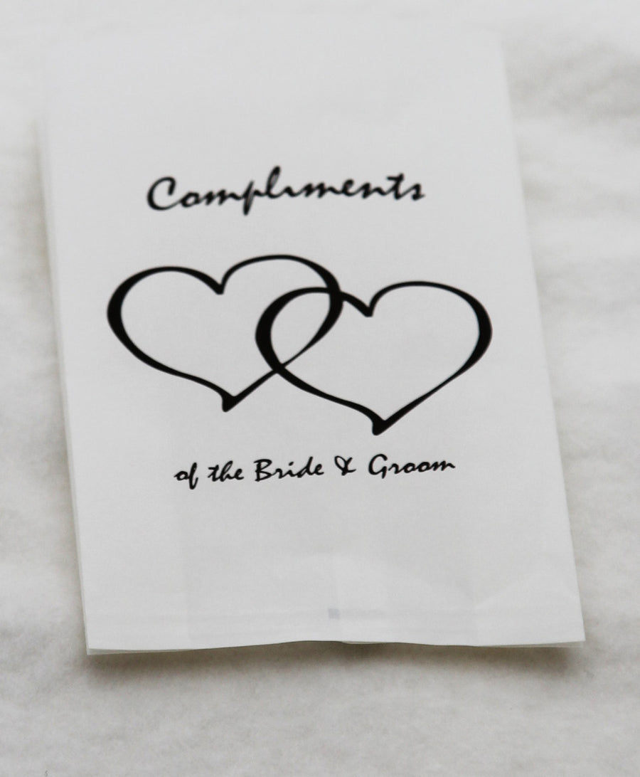 50 Pack Wedding Cake Bags Greaseproof Wax Paper Slice Take Home Favour Heart n Message - SuperSaverAU - view 1