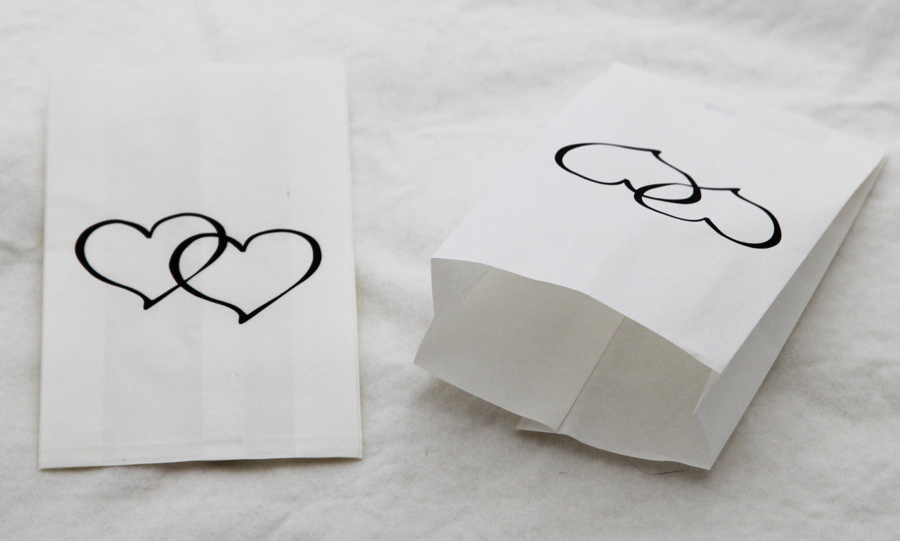 50 Pack Wedding Cake Bags Greaseproof Wax Paper Slice Take Home Favour Large Heart - SuperSaverAU - view 1