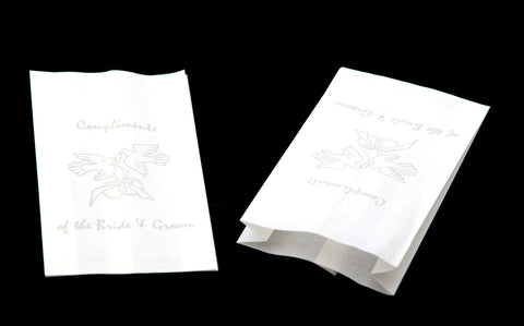 50 Pack Wedding Cake Bags Greaseproof Wax Paper Slice Take Home Favour Silver Doves - SuperSaverAU - view 1