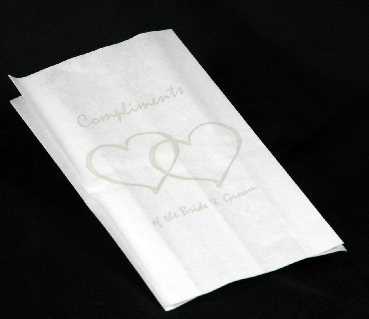 50 Pack Wedding Cake Bags Greaseproof Wax Paper Slice Take Home Favour Silver Heart n Message
