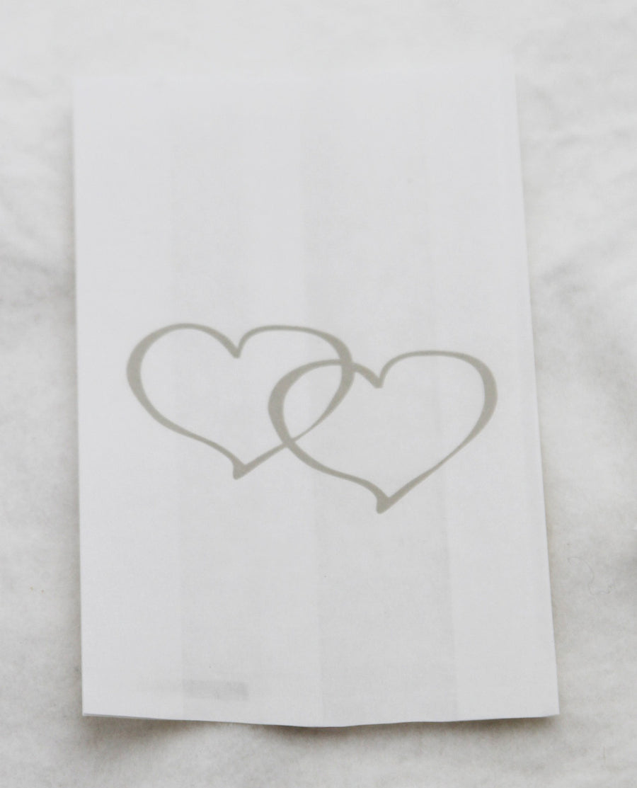 50 Pack Wedding Cake Bags Greaseproof Wax Paper Slice Take Home Favour Large Silver Heart - SuperSaverAU - view 1