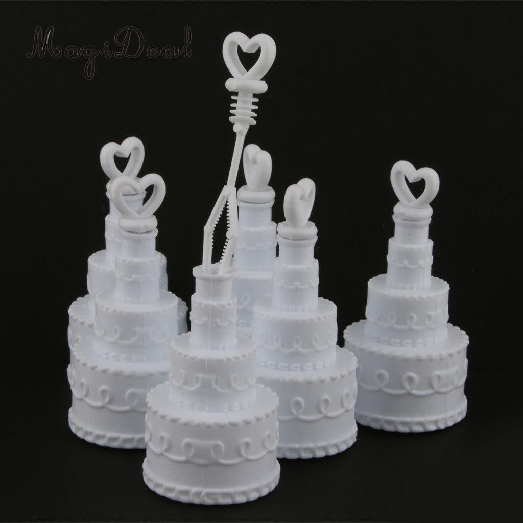 25 Pack Wedding Cake Blow Bubble Bottles White Plastic 6cm High Bomboniere Favour Guest Gift