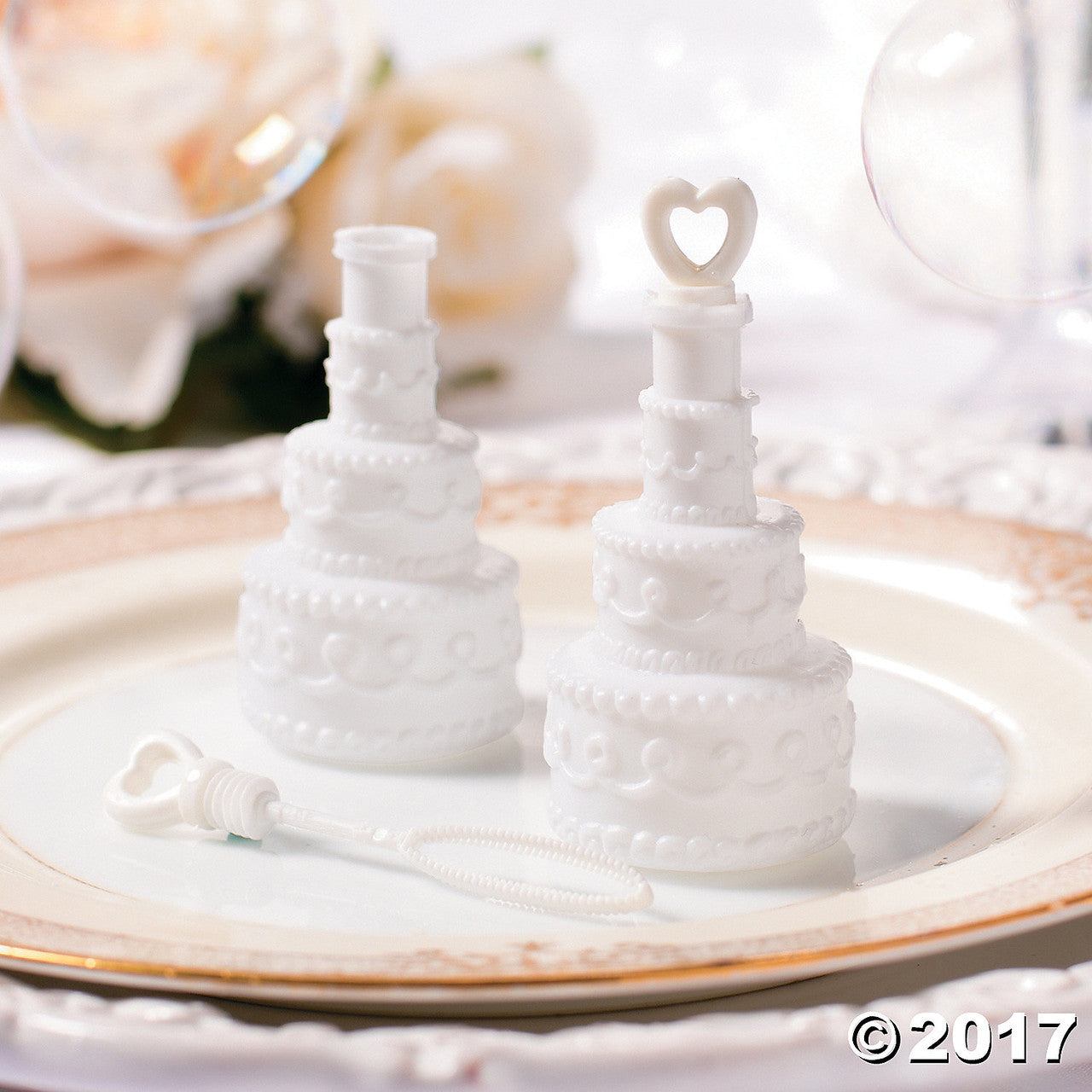 50 Pack Wedding Cake Blow Bubble Bottles White Plastic 6cm High Bomboniere Favour Guest Gift - SuperSaverAU - view 2