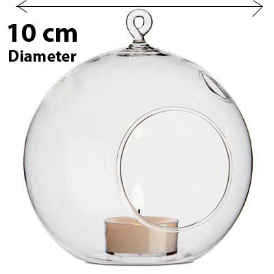 50 Pack Clear Glass Hanging Ball Candle Holders - 10cm for Weddings & Decor - SuperSaverAU - view 1