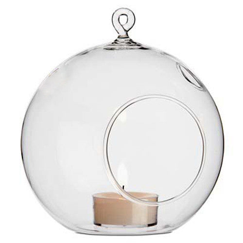 4 Pack Clear Glass Hanging Ball Candle Holder - 8cm - Wedding Home Decor