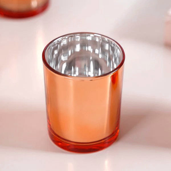 Premium Votive Tealight Candle Holders - Copper Mercury Glass, 10 Pack