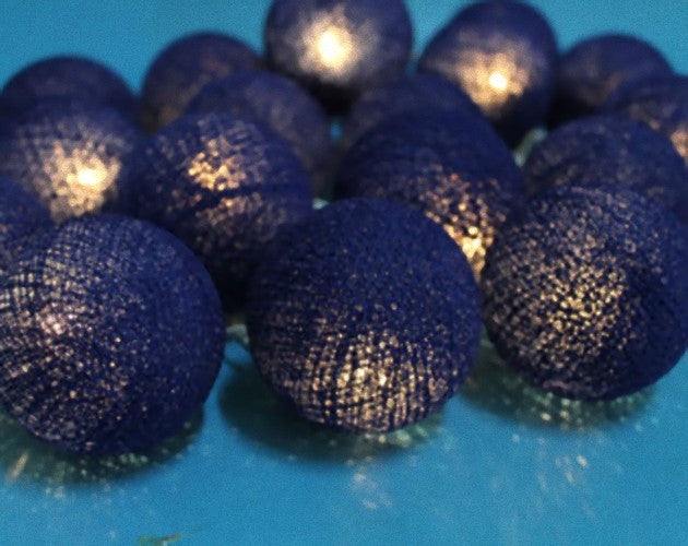 50 Ball Dark Blue LONG 5m String Light Battery Box 5cm Cotton Ball  Christmas Birthday Boy Special Occasion Decoration - SuperSaverAU - view 2