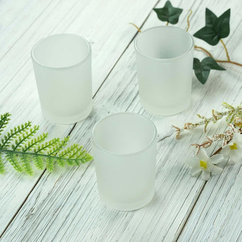 Premium Frosted White Glass Votive Candle Holders - 20 Pack