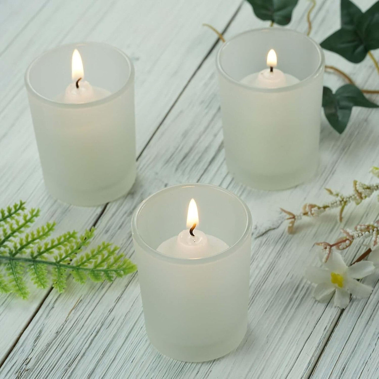 Premium Frosted White Glass Votive Candle Holders - 20 Pack