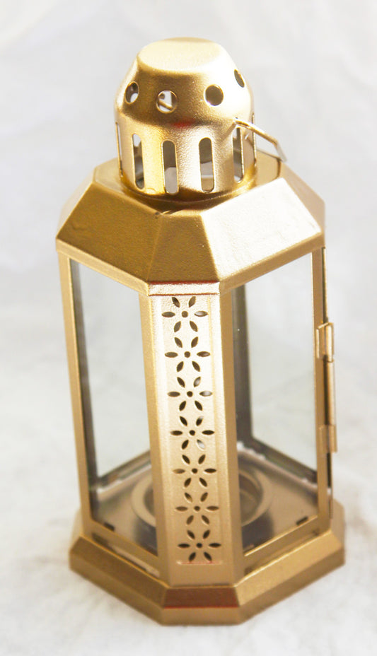 Luxe Gold Miners Lantern - 21 cm Vintage Tealight for Home & Events