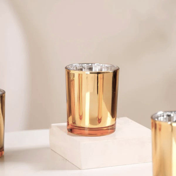 Premium Votive Tealight Candle Holders - Gold Mercury Glass, 20 Pack