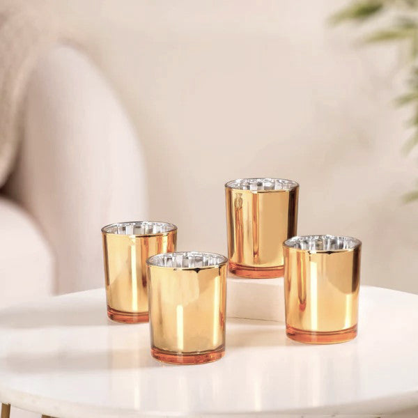 Premium Votive Tealight Candle Holders - Gold Mercury Glass, 40 Pack