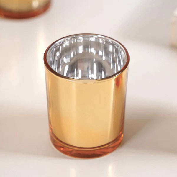 Premium Votive Tealight Candle Holders - Gold Mercury Glass, 40 Pack