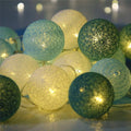 50 Ball Green Mix LONG 5m String Light Battery Box 5cm Cotton Ball  Christmas Birthday Garden Special Occasion Decoration - SuperSaverAU - view 1