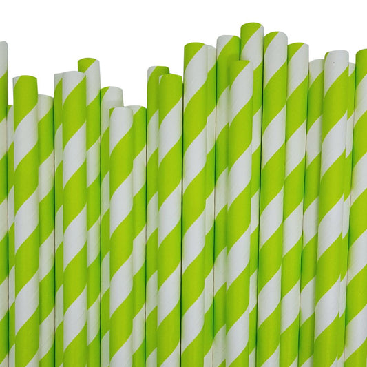 50 Pack Green & White Eco Paper Drinking Straws