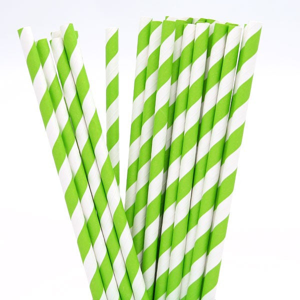 50 Pack Green & White Eco Paper Drinking Straws