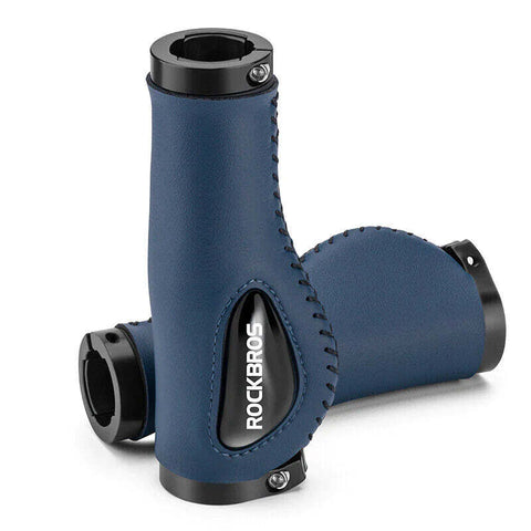 ROCKBROS Deluxe MTB Handlebar Grips with Double Lock Rings - Blue, 2.22cm
