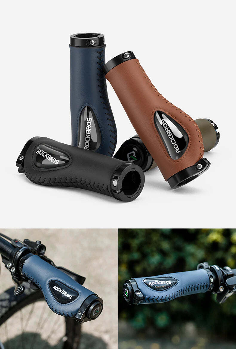 ROCKBROS Deluxe MTB Handlebar Grips with Double Lock Rings - Blue, 2.22cm