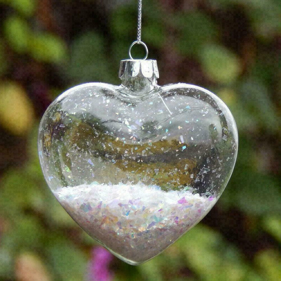10 Pack Iridescent Glass Heart Ornaments Fillable Baubles for Christmas Party Wedding DIY Craft Decorations - SuperSaverAU - view 1
