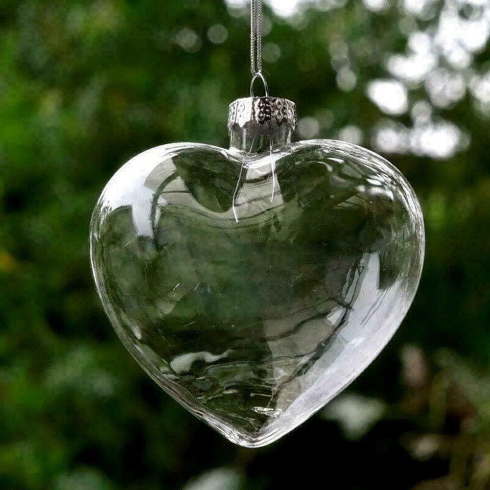 50 Wholesale Pack Iridescent Glass Heart Ornaments Fillable Baubles for Christmas Party Wedding DIY Craft Decorations - SuperSaverAU - view 2