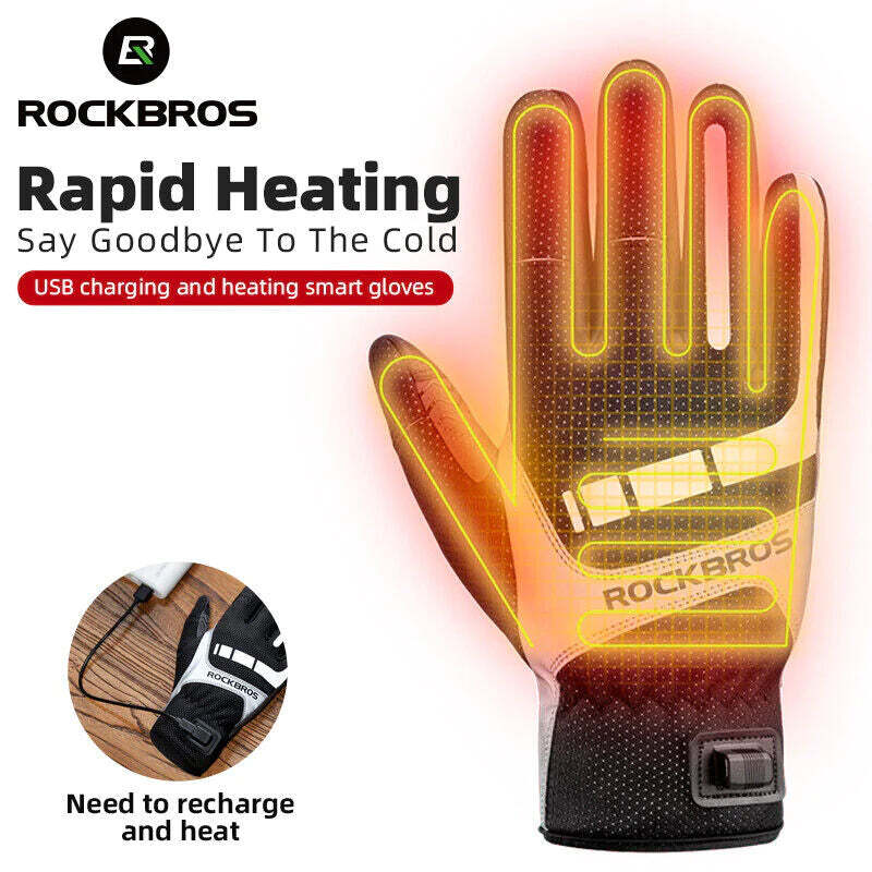 ROCKBROS Heated MTB Cycling Gloves with USB Heating - Large