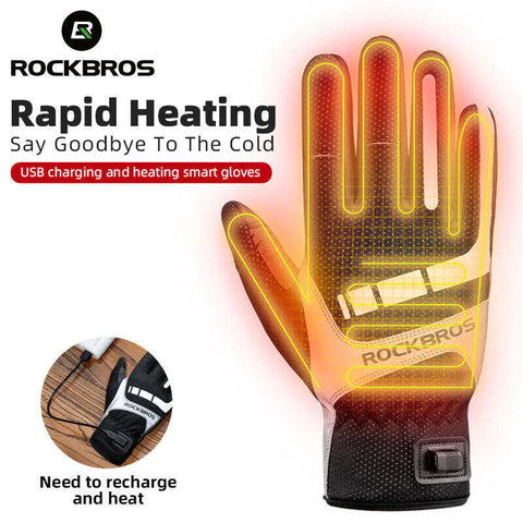 ROCKBROS Heated MTB Cycling Gloves with USB Heating - XL