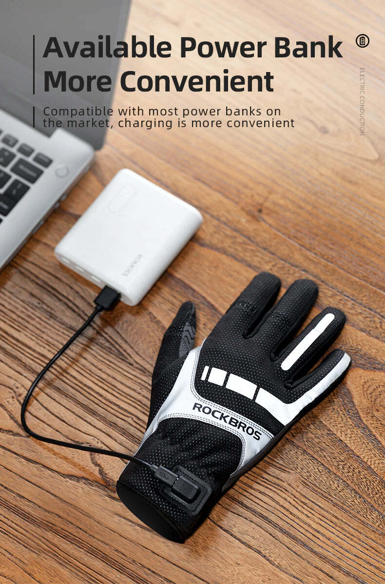ROCKBROS Heated MTB Cycling Gloves with USB Heating - XL