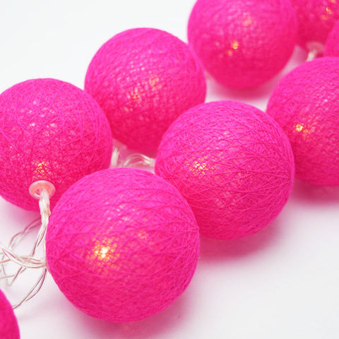 20 Ball HOT Pink 3m String Light Battery Box 5cm Cotton Ball  Christmas Birthday Bbay Girl Special Occasion Decoration - SuperSaverAU - view 1