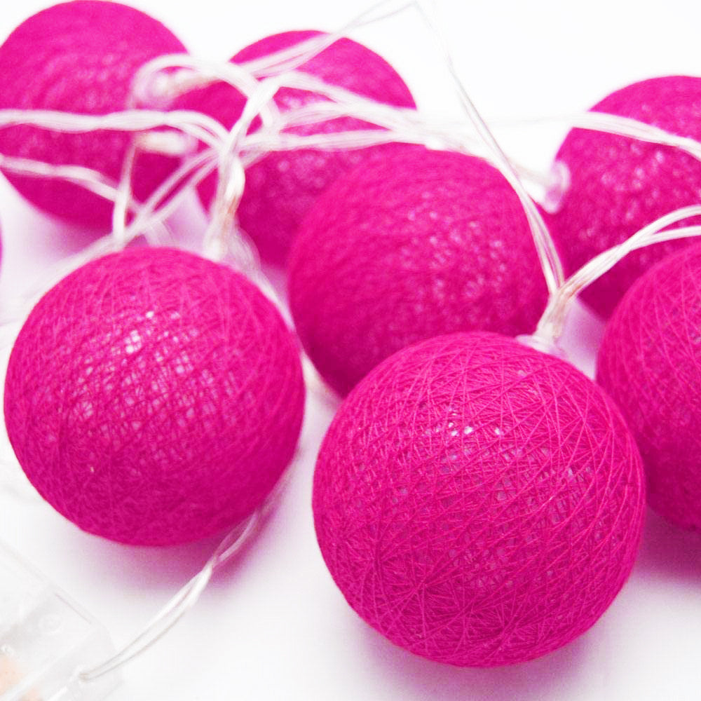 20 Ball HOT Pink 3m String Light Battery Box 5cm Cotton Ball  Christmas Birthday Bbay Girl Special Occasion Decoration - SuperSaverAU - view 5