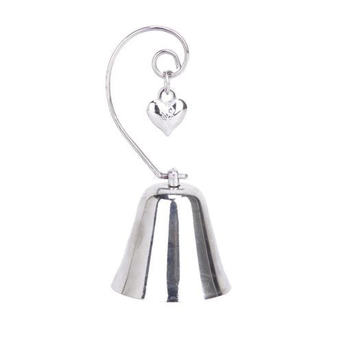 50 Pack of Silver Wedding Kissing Bell Name Card Stand Holder with Heart in Ring Bomboniere Favour Gift - SuperSaverAU - view 1