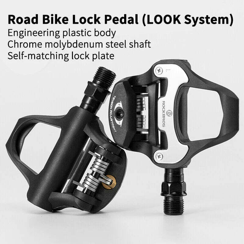 Self Lock Clip In Bike Pedals LOOK KEO Cleat MTB Road 700C Hybrid BMX - Rockbros Black - SuperSaverAU - view 2