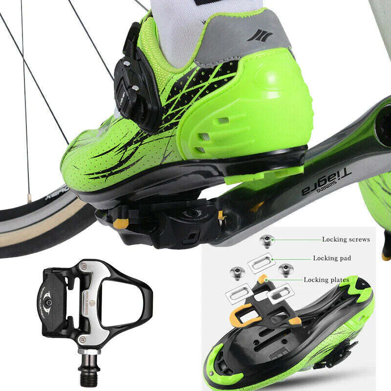 Self Lock Clip In Bike Pedals LOOK KEO Cleat MTB Road 700C Hybrid BMX - Rockbros Black - SuperSaverAU - view 4