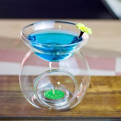 Clear Glass Oil Lamp Burner Aromatherapy 14cm High x 12cm Wide, Individual Boxed