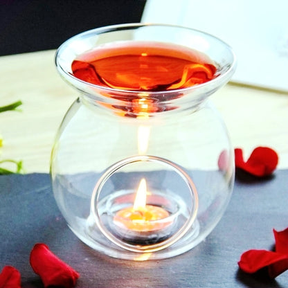 Clear Glass Oil Lamp Burner Aromatherapy 14cm High x 12cm Wide, Individual Boxed