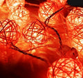 1 Set of Orange 5cm Rattan Cane 50 Ball Battery Powered LONG 5m String Lights Christmas Gift Home Wedding Party Bedroom Decoration Table Centrepiece - SuperSaverAU - view 3