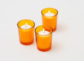 Premium Votive Tealight Candle Holders - Orange Glass, 10 Pack