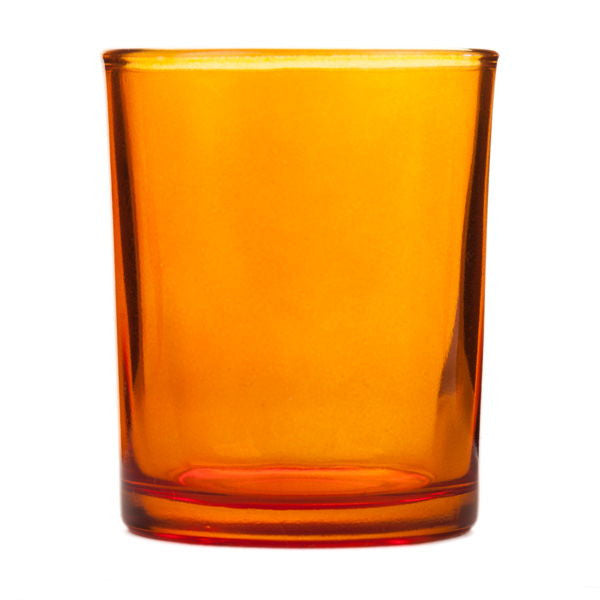 Premium Votive Tealight Candle Holders - Orange Glass, 20 Pack