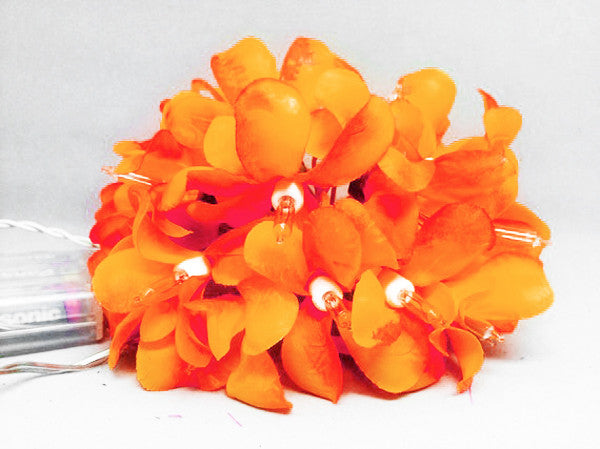 1 Set of 20 LED Orange Frangipani Flower Battery String Lights Christmas Gift Home Wedding Party Decoration Outdoor Table Garland Wreath - SuperSaverAU - view 1