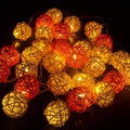 1 Set of Orange n White 5cm Rattan Cane 20 Ball Battery Powered 3m String Lights Christmas Gift Home Wedding Party Bedroom Decoration Table Centrepiece - SuperSaverAU - view 4
