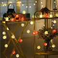 1 Set of Orange n White 5cm Rattan Cane 50 Ball Battery Powered LONG 5m String Lights Christmas Gift Home Wedding Party Bedroom Decoration Table Centrepiece - SuperSaverAU - view 1