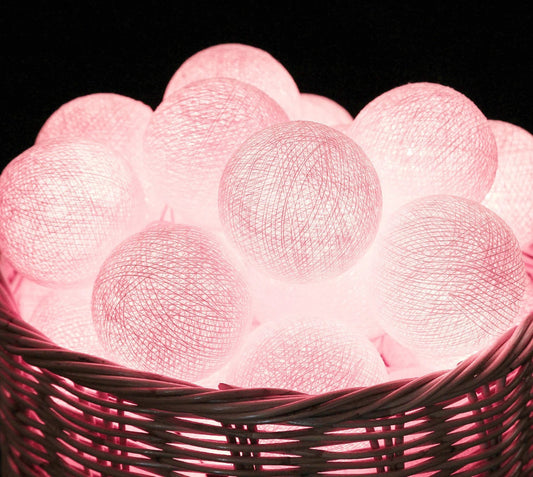 20 Ball Pastel Pink 3m String Light Battery Box 5cm Cotton Ball  Christmas Birthday Bbay Girl Special Occasion Decoration