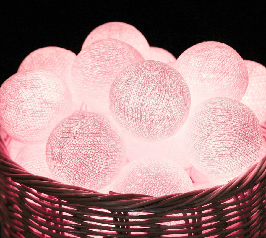 20 Ball Pastel Pink 3m String Light Battery Box 5cm Cotton Ball  Christmas Birthday Bbay Girl Special Occasion Decoration - SuperSaverAU - view 1