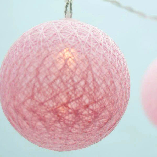 20 Ball Pastel Pink 3m String Light Battery Box 5cm Cotton Ball  Christmas Birthday Bbay Girl Special Occasion Decoration - SuperSaverAU - view 2