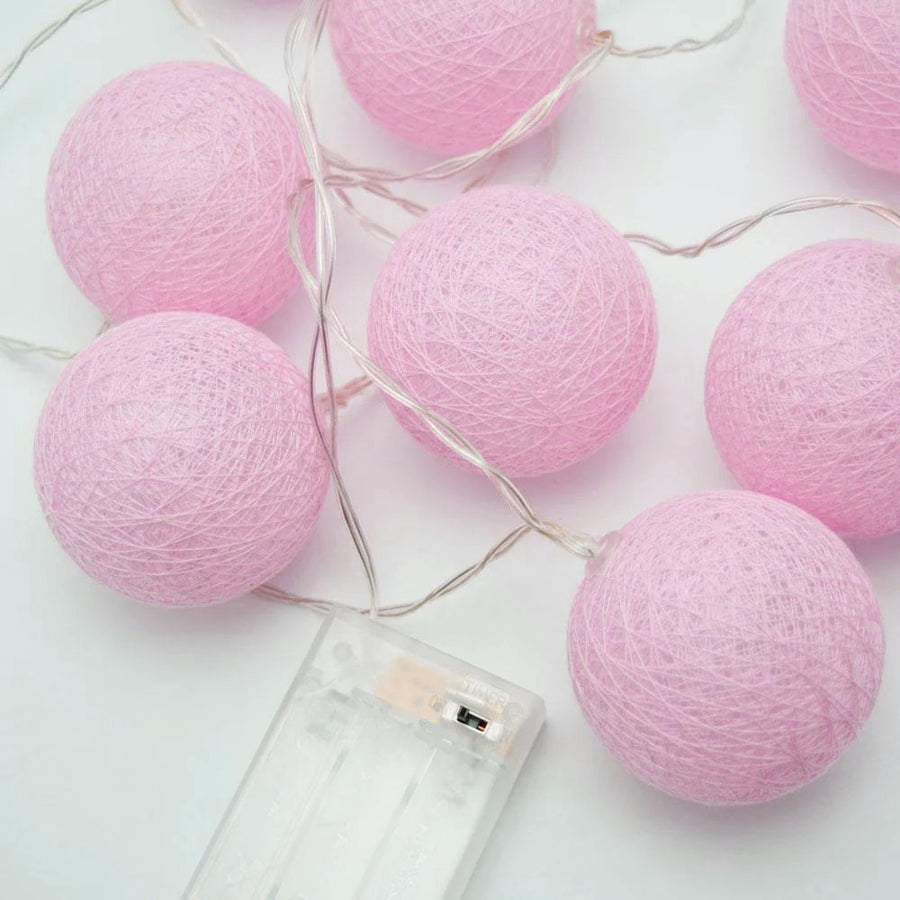 50 Ball Pastel Pink LONG 5m String Light Battery Box 5cm Cotton Ball  Christmas Birthday Bbay Girl Special Occasion Decoration - SuperSaverAU - view 1