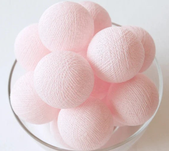 50 Ball Pastel Pink LONG 5m String Light Battery Box 5cm Cotton Ball  Christmas Birthday Bbay Girl Special Occasion Decoration - SuperSaverAU - view 2