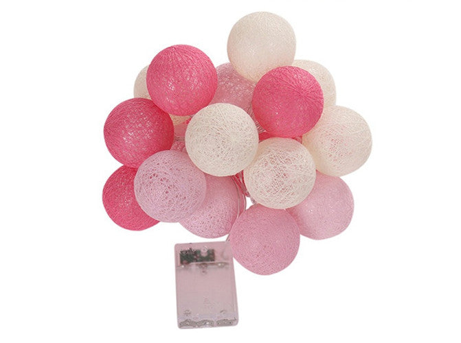 20 LED Pink 5cm Cotton Ball String Lights - SuperSaverAU - view 1