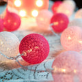 20 LED Pink 5cm Cotton Ball String Lights - SuperSaverAU - view 2