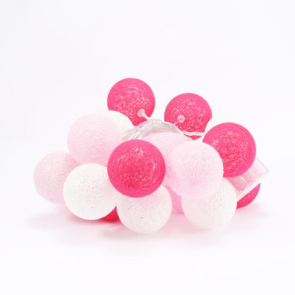 20 LED Pink 5cm Cotton Ball String Lights