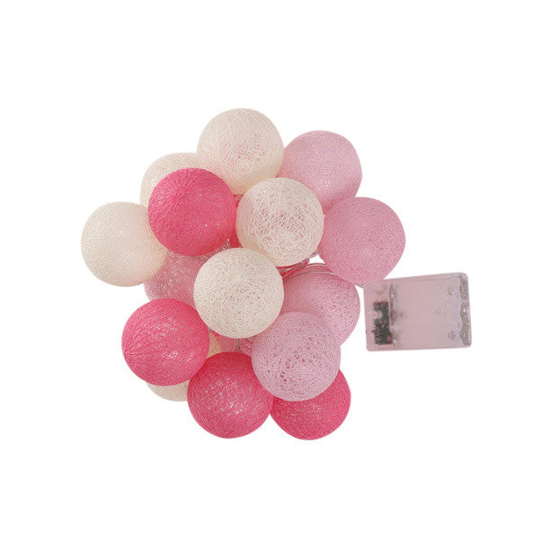 20 LED Pink 5cm Cotton Ball String Lights